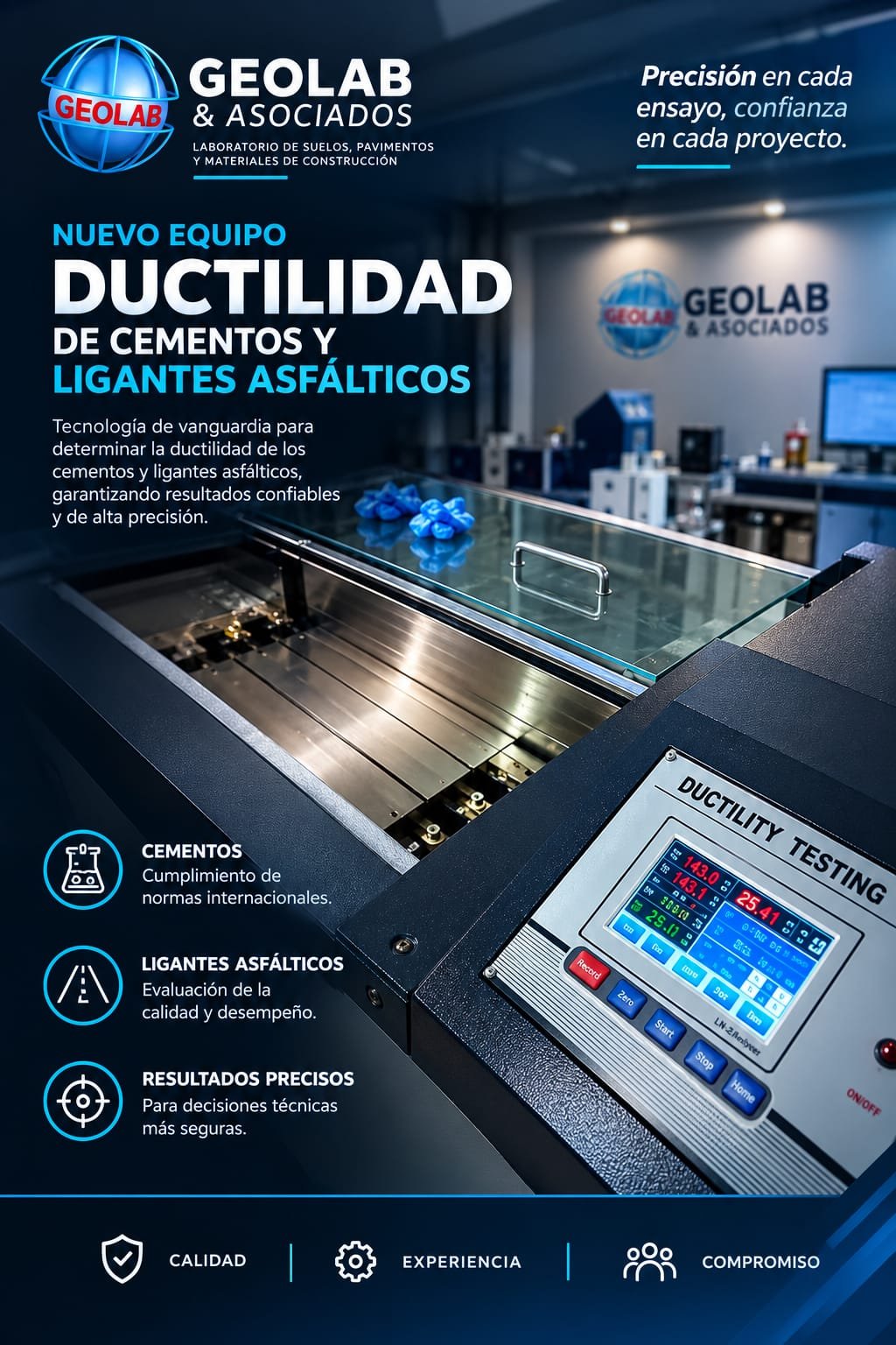 Afiche informativo: Equipo de ductilidad