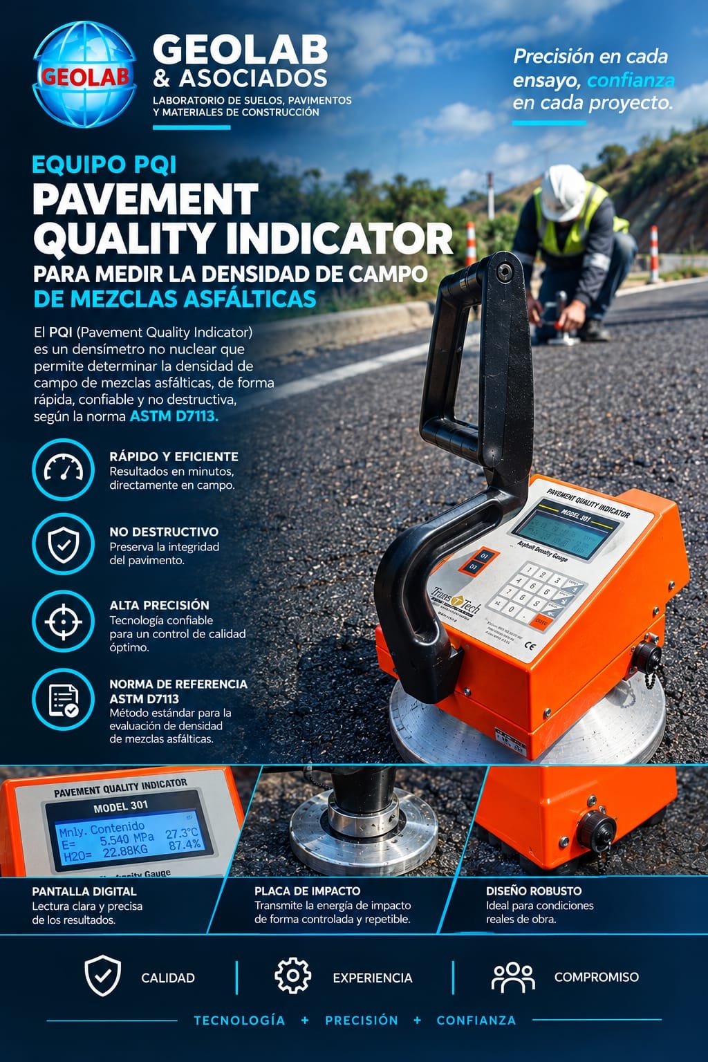 Afiche informativo: Pavement Quality Indicator PQI